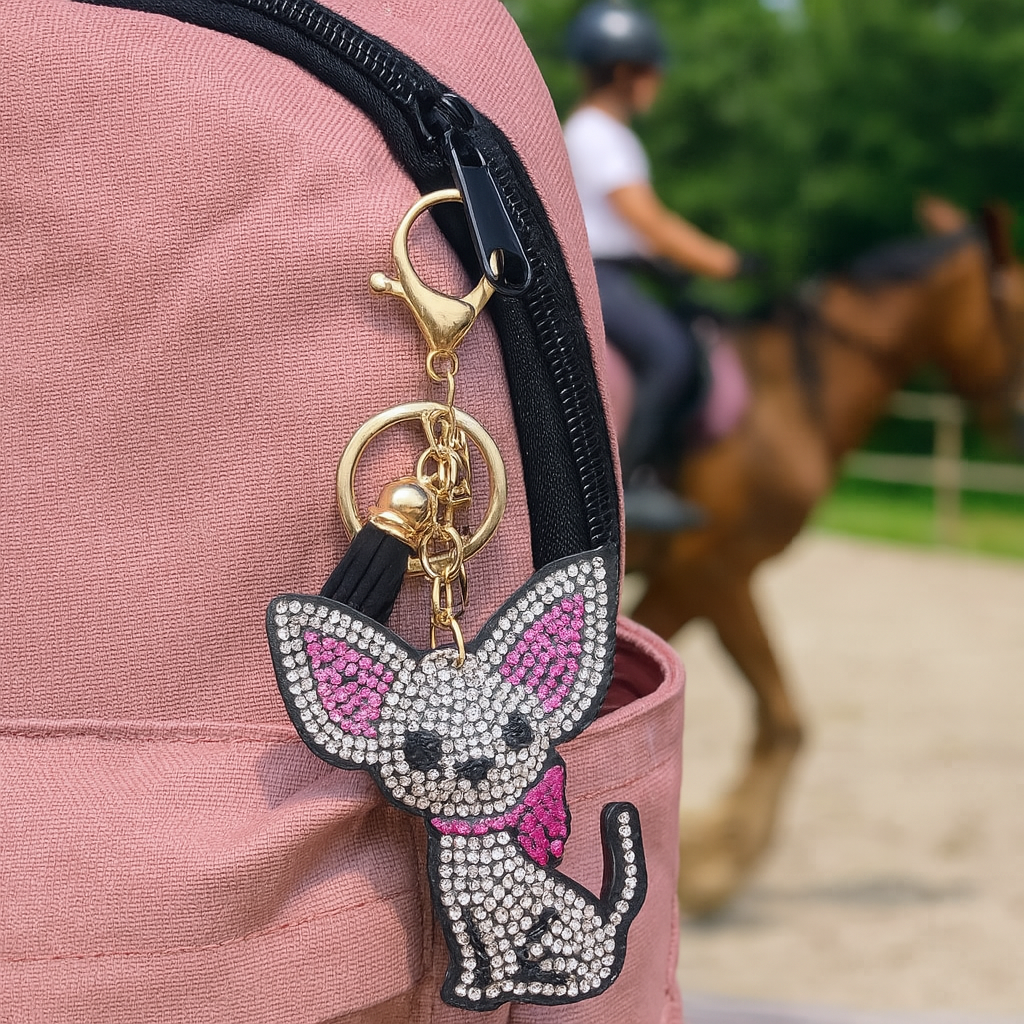 Chihuahua Dog Long Coat Keyring Keychain Bag Charm Gift In Black - Foto 9