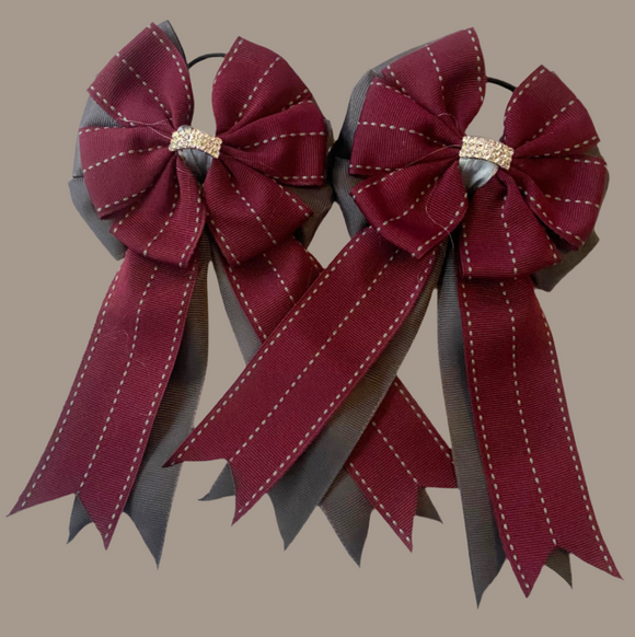 💐 Show Bows: Merlot Stitch on Charcoal