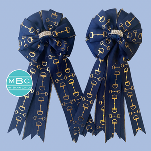 * Show Bows: Snaffles - Gold Foil on Navy * NEW