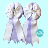 💐 Show Bows: White on Lavender Swiss Dot