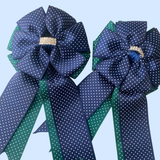 💐 Show Bows: Navy/Green Swiss Dot