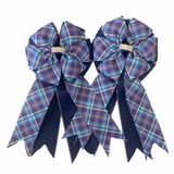 Show Bows: BlueTurquoise Plaid/Navy