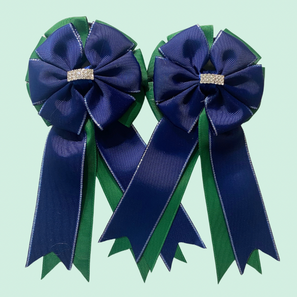 💐 SHOW BOWS: NAVY ON EVERGREEN