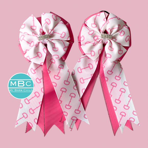 💐 Show Bows: Snaffles White/Pink on BubbleGum • NEW