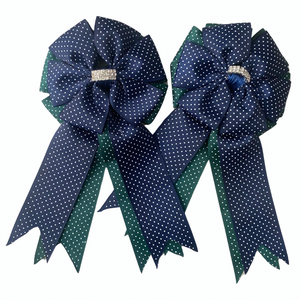 💐 Show Bows: Navy/Green Swiss Dot