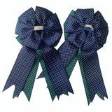 💐 Show Bows: Navy/Green Swiss Dot