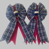 🩵 Show Bows: Navy Plaid/Merlot