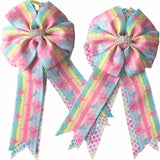 🩵 Show Bows: Butterflies Pastel Stripe