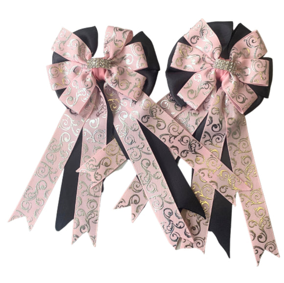 💝 Show Bows: Swirl Pink/Silver/Charcoal