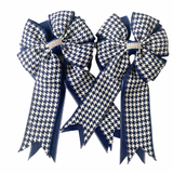 ☀️ Show Bows: Houndstooth Navy/White