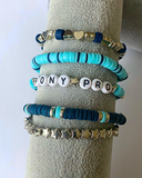 Arenas Tour Bracelet Stack: Pony Pro Navy/Sky/Silver • NEW
