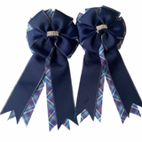 💐 Show Bows: Navy on Blues Plaid