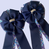 💐 Show Bows: Navy on Blues Plaid