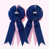 Show Bows: Navy on Baby Pink