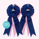 Show Bows: Navy on Baby Pink
