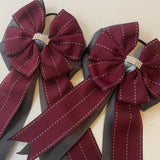 ** Show Bows: Merlot Stitch on Charcoal