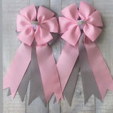 🫶 Show Bows: Pink & Gray Swiss Dot 💗 NEW
