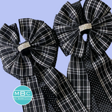 * Show Bows: Black Plaid on Black Swiss Dot