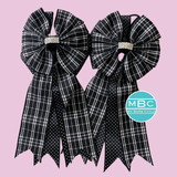 * Show Bows: Black Plaid on Black Swiss Dot