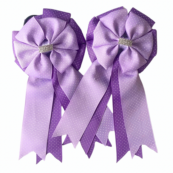 * Show Bows: Double Purple Swiss Dot