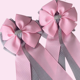 * Show Bows: Pink & Gray Swiss Dot • NEW