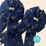 💐 Show Bows: Navy w/Metallic Gold Bow Print