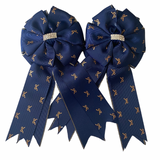 💐 Show Bows: Navy w/Metallic Gold Bow Print