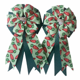 * Show Bows: Carrots On Dark Green Swiss Dot 🥕 NEW