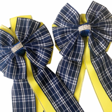 *Show Bows: Navy Plaid on Yellow 💛