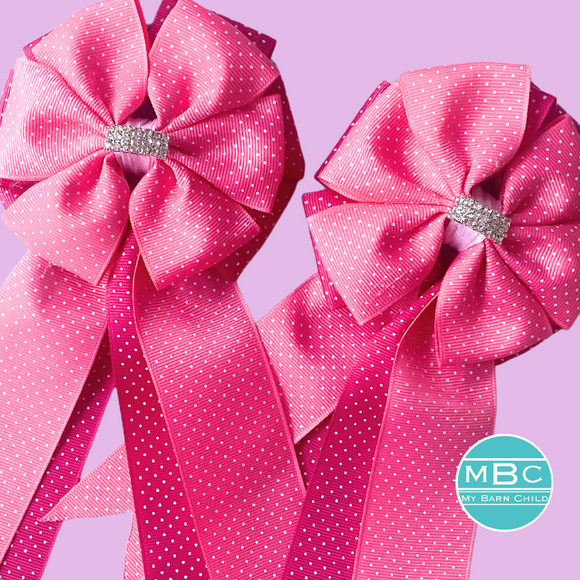 * Show Bows: Double Pink Swiss Dot