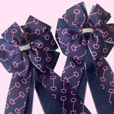 * Show Bows: Pink Snaffles on Navy