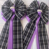 🫶 Show Bows: Black Plaid on Purple 💜