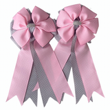 💐 Show Bows: Pink & Gray Swiss Dot