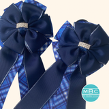 * Show Bows: Navy On Royal Blue Plaid