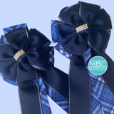 * Show Bows: Navy On Royal Blue Plaid
