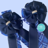 * Show Bows: Navy On Blue Plaid