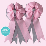 💐 Show Bows: Pink & Gray Swiss Dot