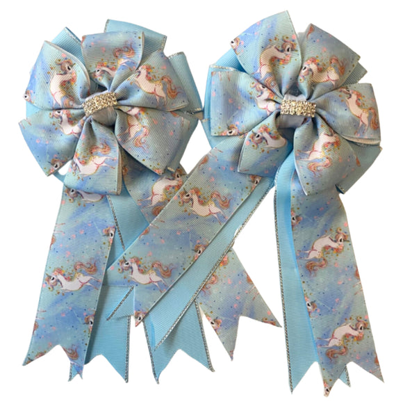 💙 Show Bows: Unicorns ~ Dancing/Light Blue