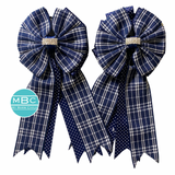 💐 Show Bows: Navy Plaid/SwissDot