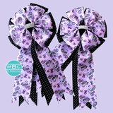 * Show Bows: Unicorns Lavender on Black Swiss Dot