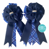 * Show Bows: Navy On Royal Blue Plaid