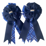 * Show Bows: Navy On Royal Blue Plaid