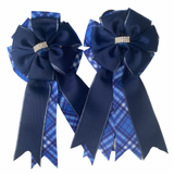 * Show Bows: Navy On Blue Plaid