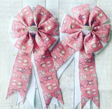 🫶 Show Bows: Bunnies Pink on White 💗 NEW