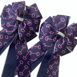* Show Bows: Pink Snaffles on Navy