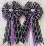 🫶 Show Bows: Black Plaid on Purple 💜