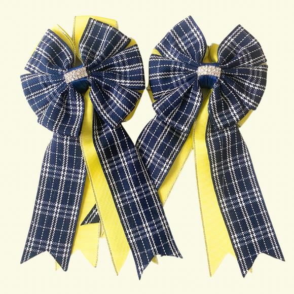 *Show Bows: Navy Plaid on Yellow 💛