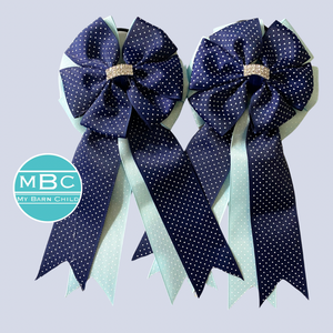 * Show Bows: Swiss Dot Navy/Sky