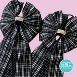 * Show Bows: Black Plaid on Black Swiss Dot