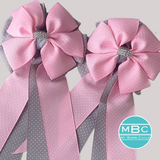 * Show Bows: Pink & Gray Swiss Dot • NEW